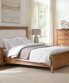 Traditional Solid Wood Bed with Upholstered Headboard