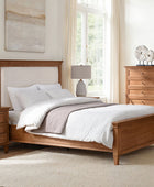 Traditional Solid Wood Bed with Upholstered Headboard