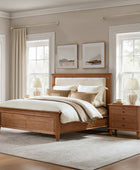 Traditional Solid Wood Bed with Upholstered Headboard