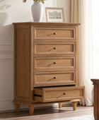 Traditional 5-Drawer Chest Dresser with Solid Wood Frame