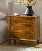Transitional Wood Nightstand with Drawers and Power Outlet