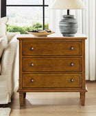 Transitional Wood Nightstand with Drawers and Power Outlet