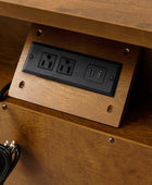 Transitional Wood Nightstand with Drawers and Power Outlet