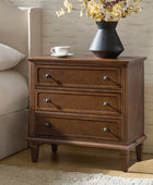 Transitional Wood Nightstand with Drawers and Power Outlet