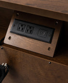 Transitional Wood Nightstand with Drawers and Power Outlet