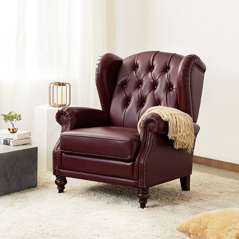 Raquel Genuine Leather Armchair with Sturdy Construction