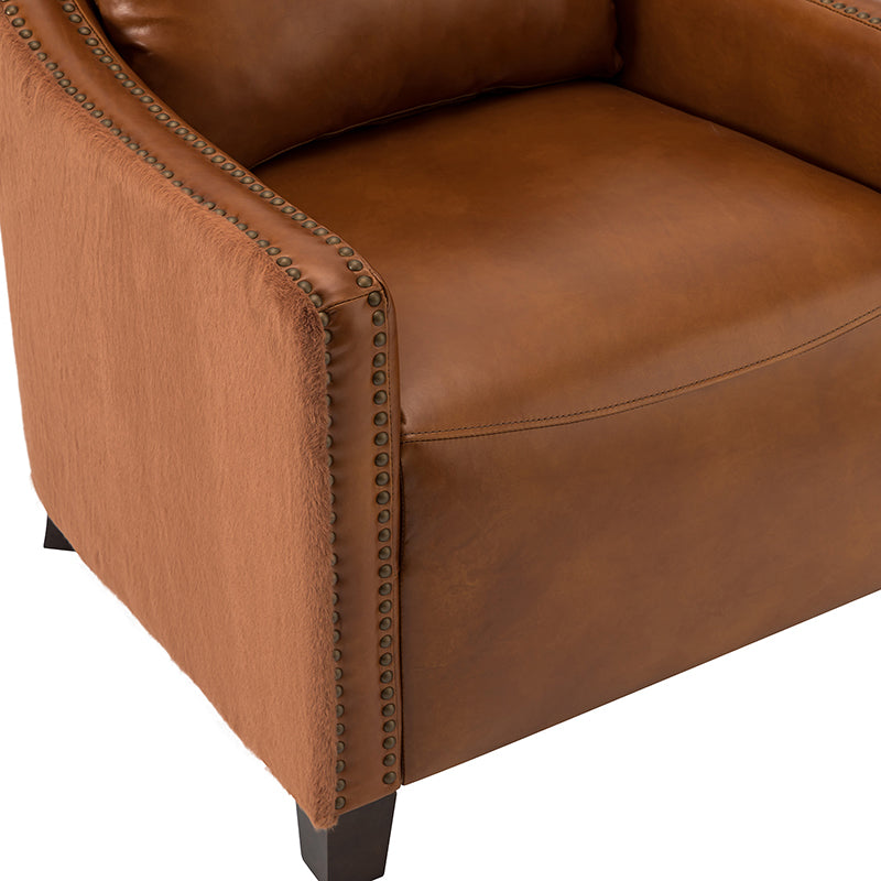 Rosa 29.92" Wide Genuine Leather Barrel Armchair