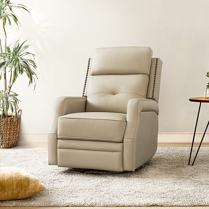 Cream leather best sale swivel recliner chair