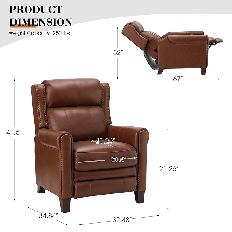 Laura 32.48" Wide Genuine Leather Manual Recliner