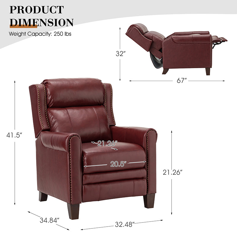 Laura 32.48" Wide Genuine Leather Manual Recliner