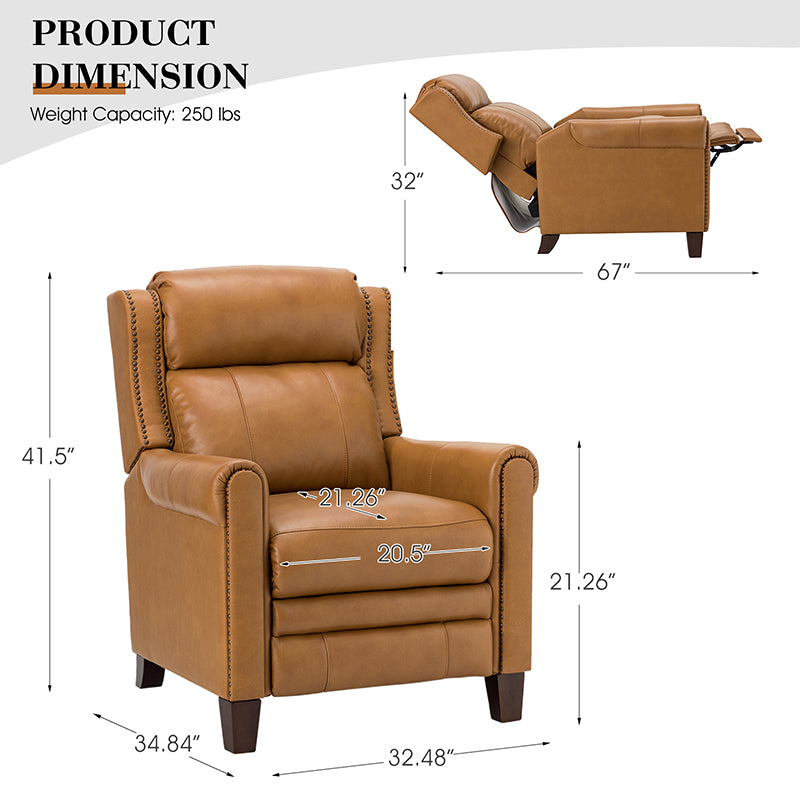 Laura 32.48" Wide Genuine Leather Manual Recliner