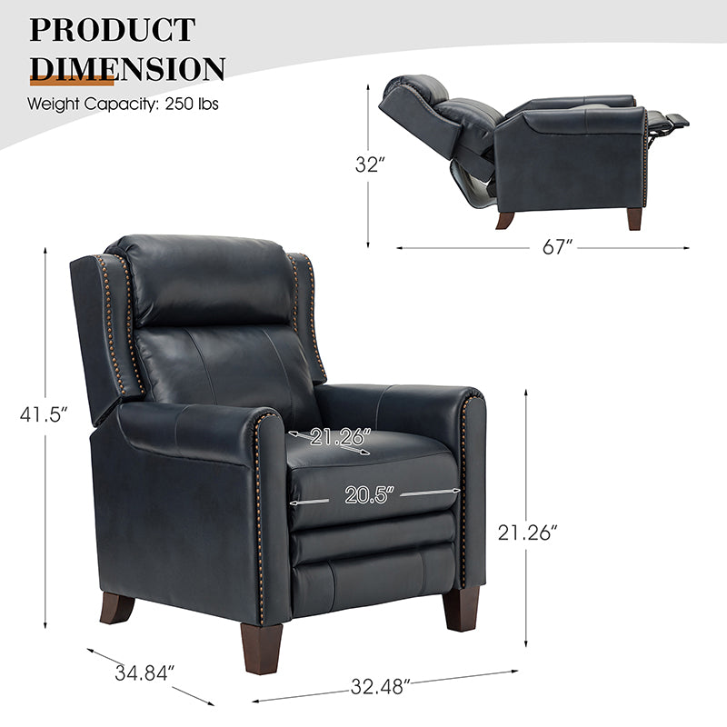 Laura 32.48" Wide Genuine Leather Manual Recliner