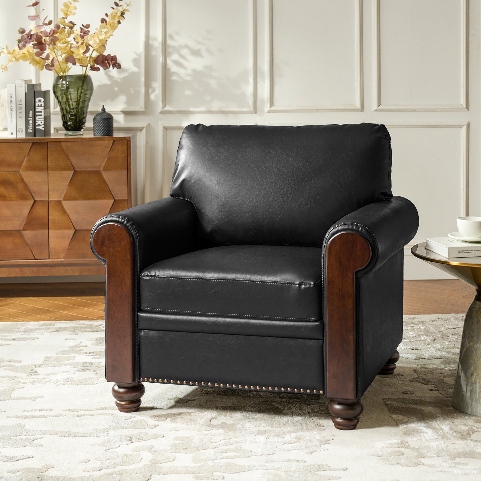 Julia Transitional PU Leather Armchair