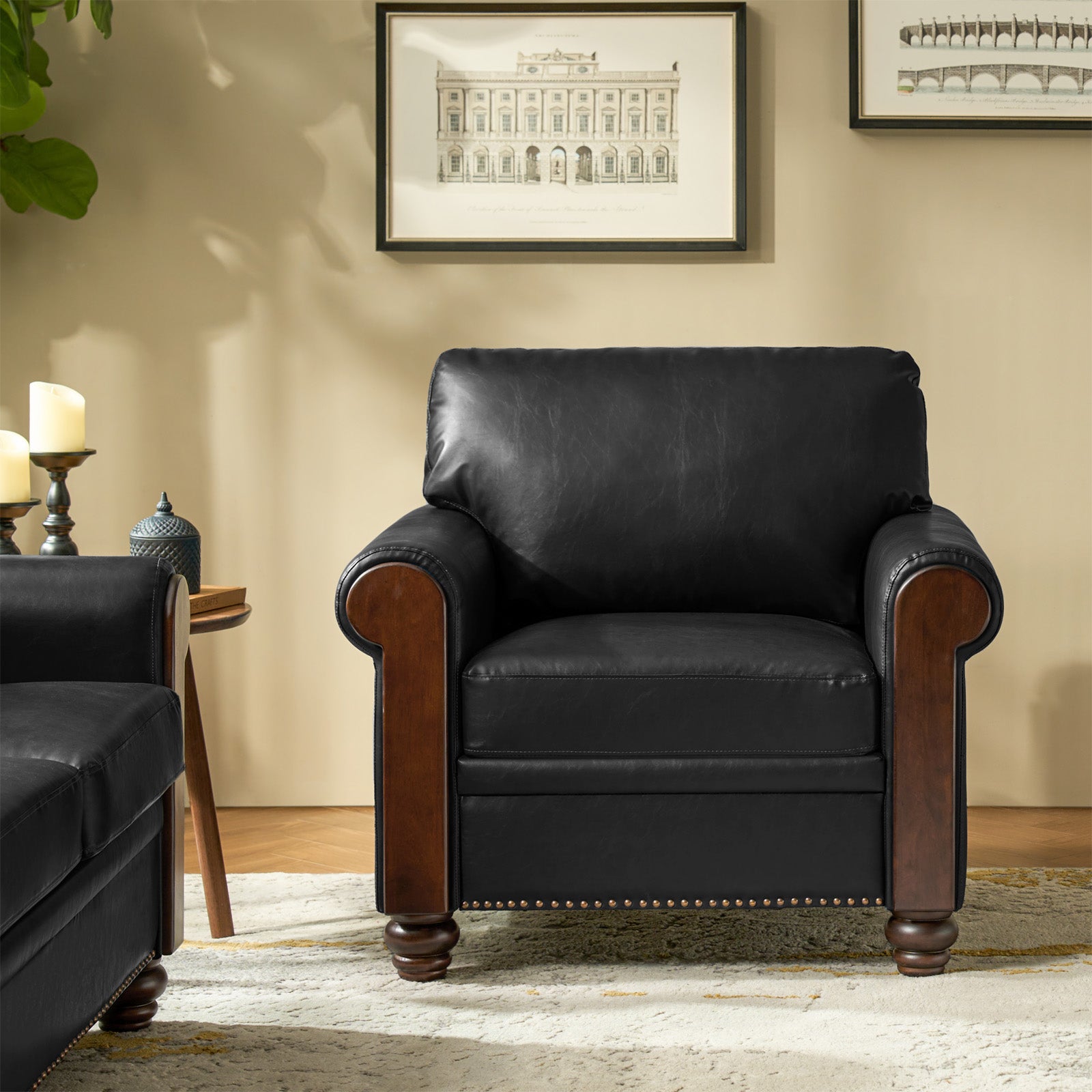 Julia Transitional PU Leather Armchair