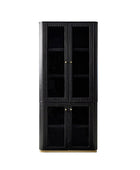 Estrella Modern Gold Frame Glass Display Cabinet with Wine Glass Rack-Bookcase and Bar Storage
