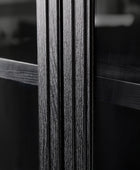 Estrella Modern Gold Frame Glass Display Cabinet with Wine Glass Rack-Bookcase and Bar Storage