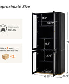 Estrella Modern Gold Frame Glass Display Cabinet with Wine Glass Rack-Bookcase and Bar Storage