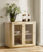 Estrella Modern Gold Frame Glass Display Cabinet with Wine Glass Rack-Bookcase and Bar Storage