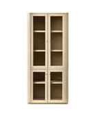 Estrella Modern Gold Frame Glass Display Cabinet with Wine Glass Rack-Bookcase and Bar Storage