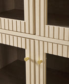 Estrella Modern Gold Frame Glass Display Cabinet with Wine Glass Rack-Bookcase and Bar Storage