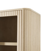 Estrella Modern Gold Frame Glass Display Cabinet with Wine Glass Rack-Bookcase and Bar Storage