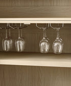 Estrella Modern Gold Frame Glass Display Cabinet with Wine Glass Rack-Bookcase and Bar Storage