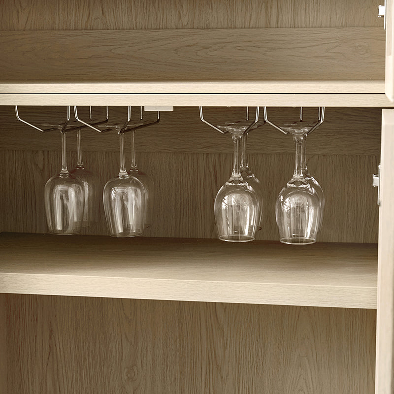 Estrella Modern Gold Frame Glass Display Cabinet with Wine Glass Rack-Bookcase and Bar Storage