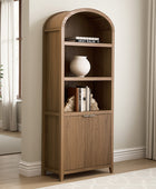 Modern Arched Bookcase with Slatted Cabinet