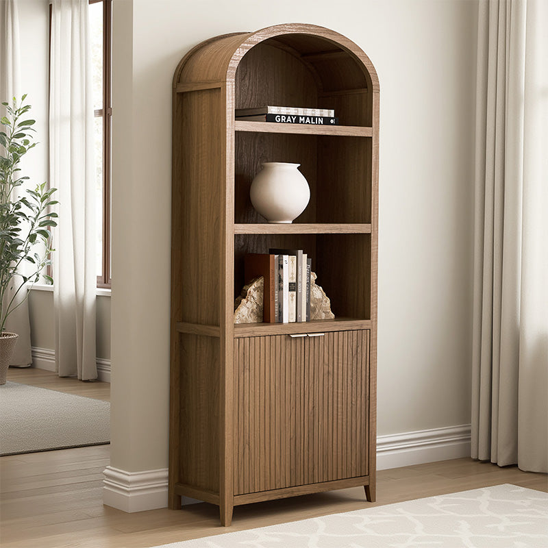 Modern Arched Bookcase with Slatted Cabinet