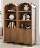 Modern Arched Bookcase with Slatted Cabinet