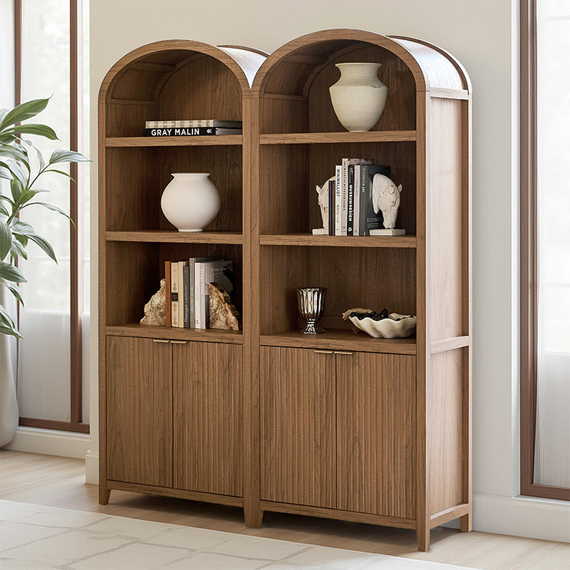 Modern Arched Bookcase with Slatted Cabinet