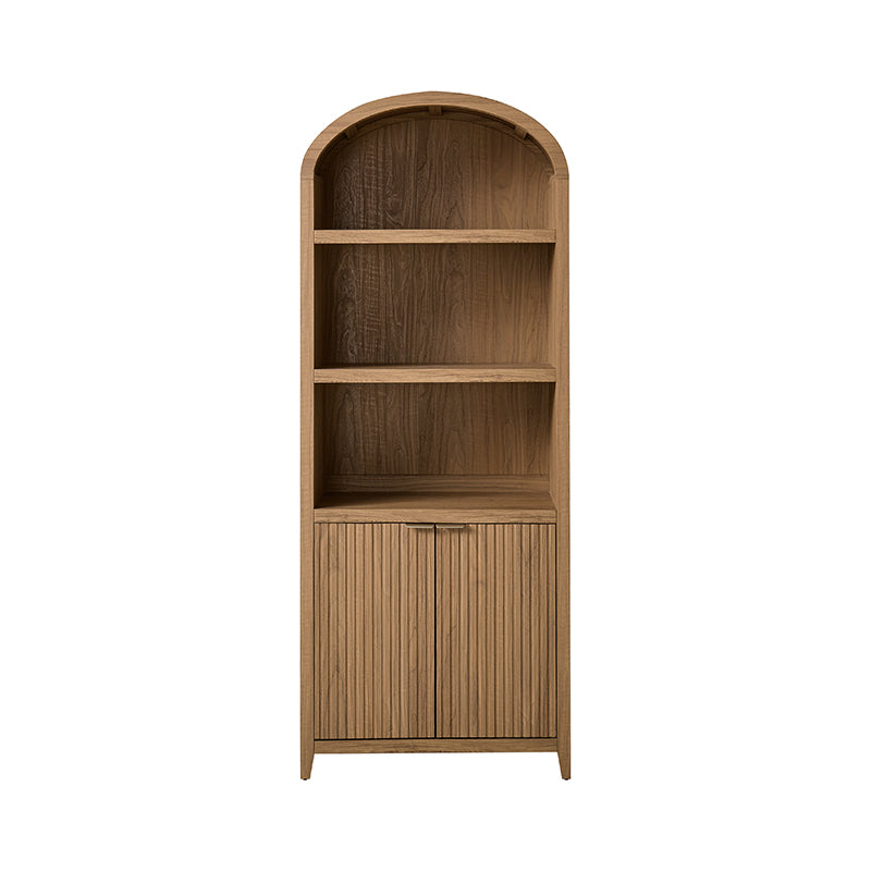 Modern Arched Bookcase with Slatted Cabinet