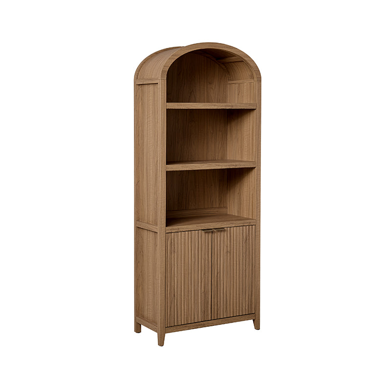 Modern Arched Bookcase with Slatted Cabinet