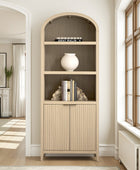 Modern Arched Bookcase with Slatted Cabinet