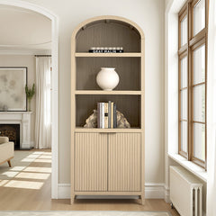 Modern Arched Bookcase with Slatted Cabinet