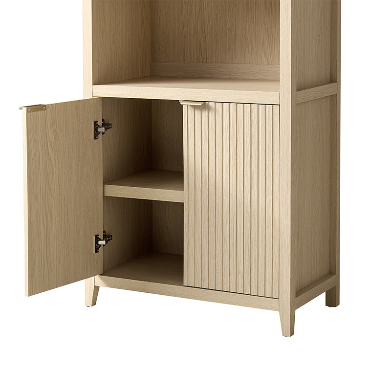Modern Arched Bookcase with Slatted Cabinet