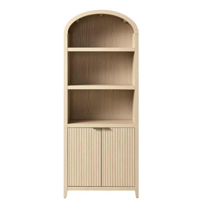 Modern Arched Bookcase with Slatted Cabinet