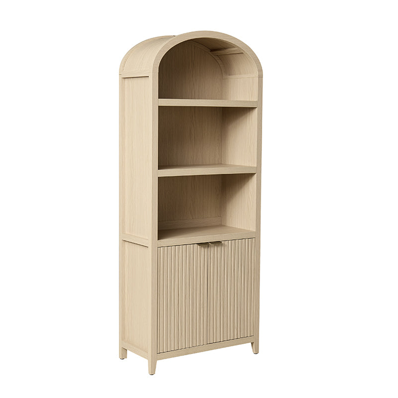 Modern Arched Bookcase with Slatted Cabinet