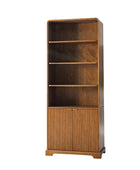 Silvia Modern Wood Veneer Bookcase with LED Lighting & Gold Accents