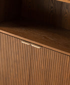 Silvia Modern Wood Veneer Bookcase with LED Lighting & Gold Accents