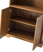 Silvia Modern Wood Veneer Bookcase with LED Lighting & Gold Accents