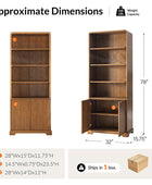 Silvia Modern Wood Veneer Bookcase with LED Lighting & Gold Accents