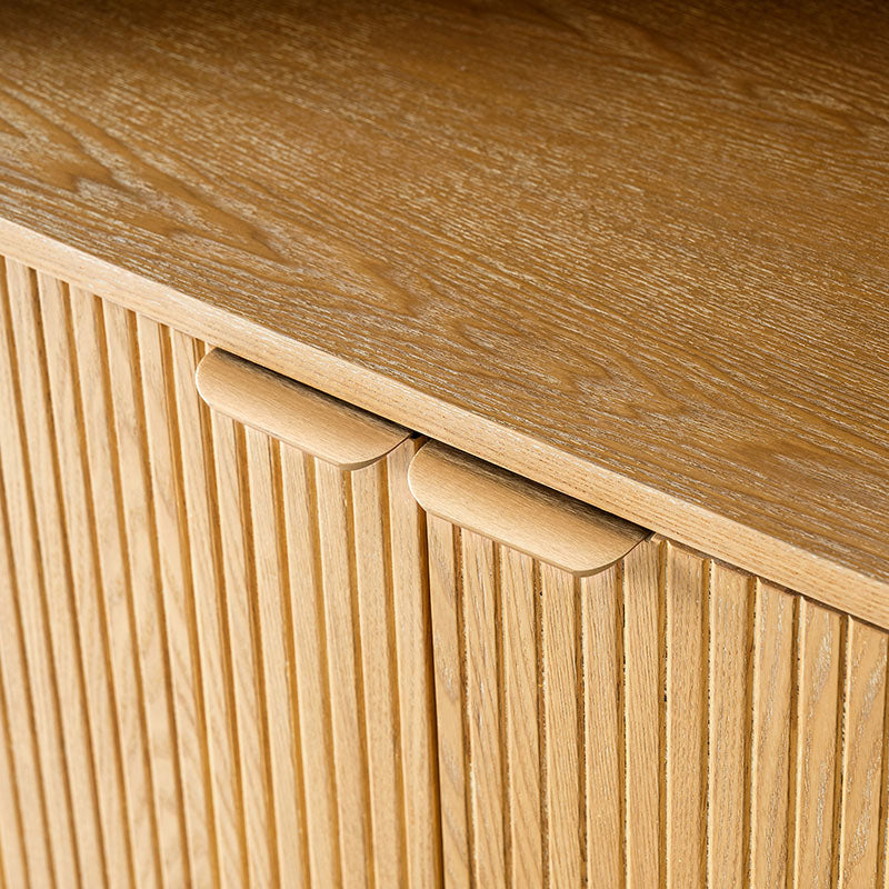 Silvia Modern Wood Veneer Bookcase with LED Lighting & Gold Accents