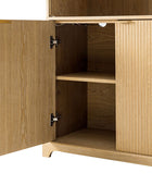 Silvia Modern Wood Veneer Bookcase with LED Lighting & Gold Accents