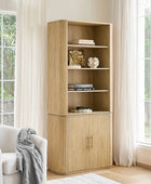 Silvia  Modern Fluted Wood Bookcase Cabinet