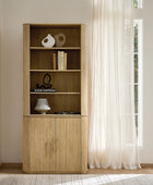 Silvia  Modern Fluted Wood Bookcase Cabinet