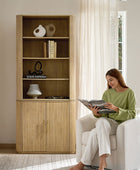 Silvia  Modern Fluted Wood Bookcase Cabinet
