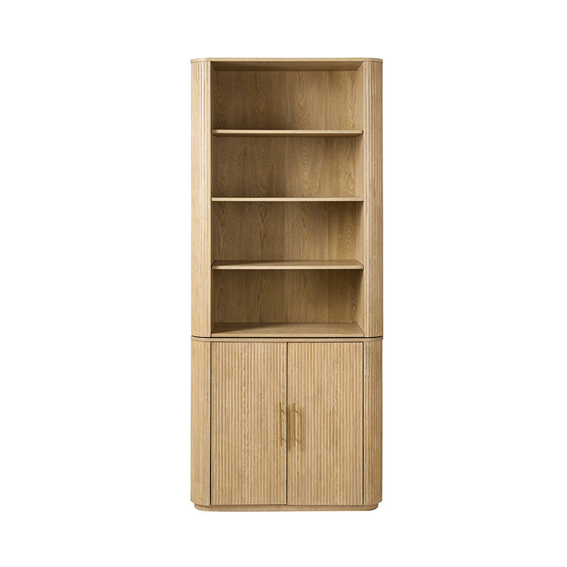 Silvia  Modern Fluted Wood Bookcase Cabinet