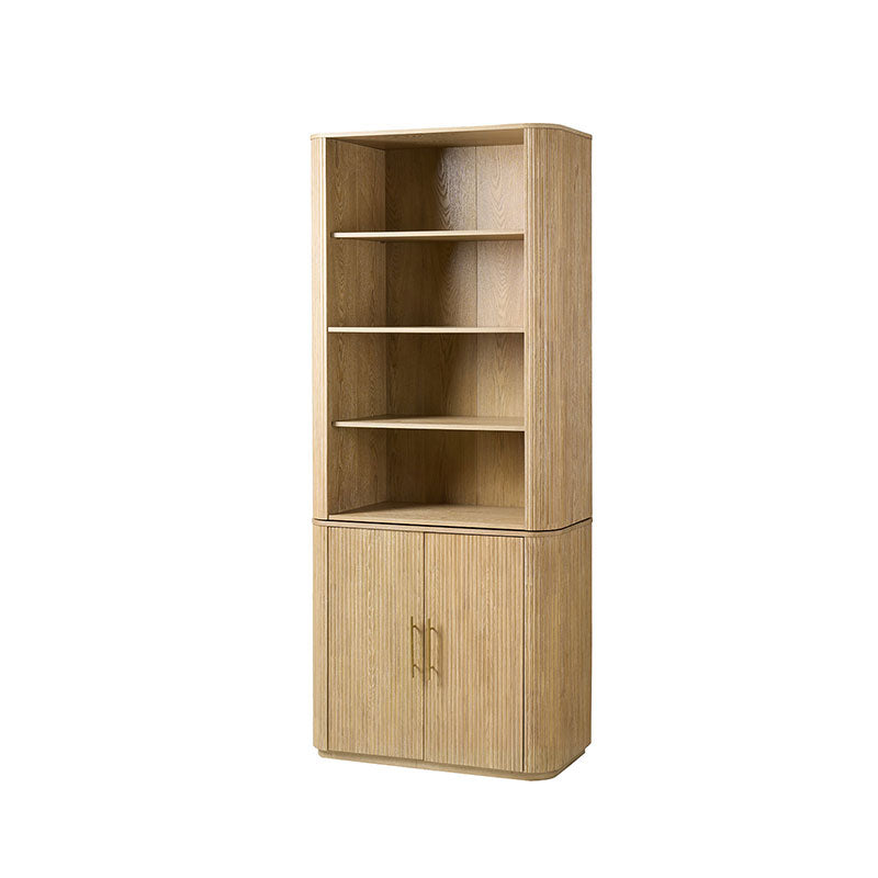 Silvia  Modern Fluted Wood Bookcase Cabinet