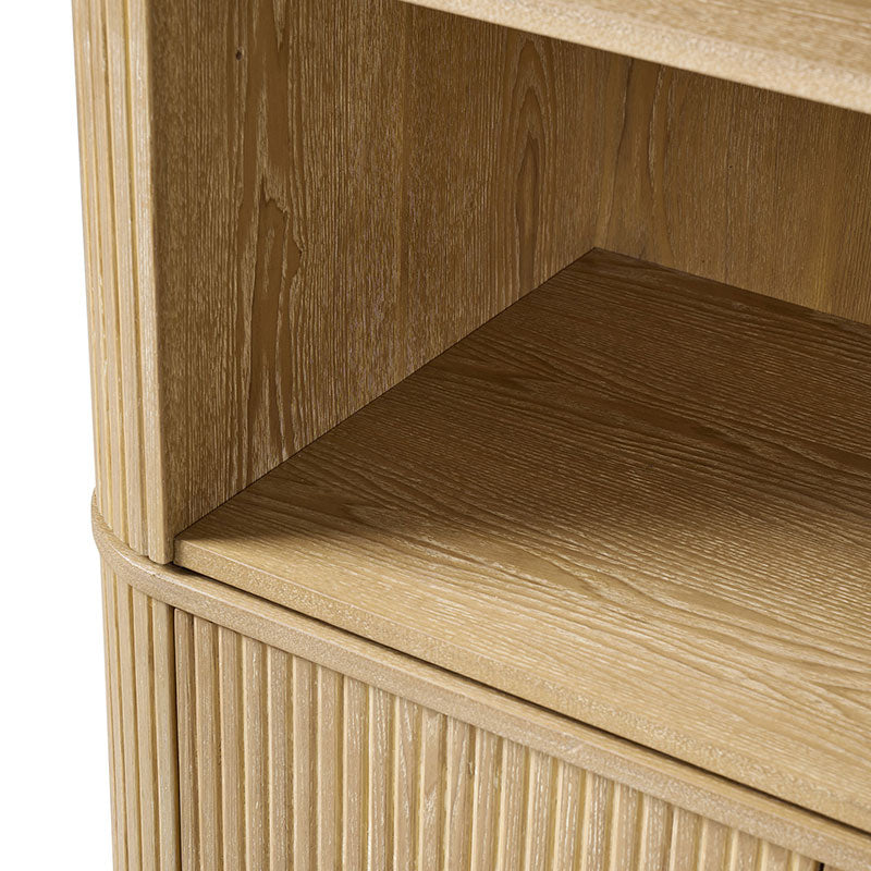 Silvia  Modern Fluted Wood Bookcase Cabinet